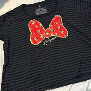 Disney Minnie Mouse Striped Tee with Red Bow 4xl